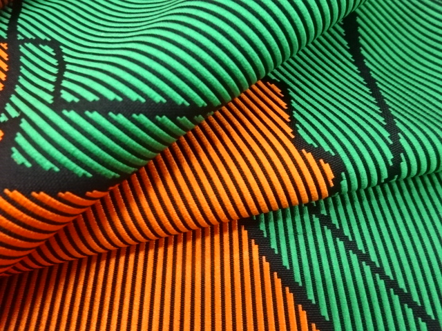  アンティーク　本場筑前博多　幾何学模様織り出し　名古屋帯地反物